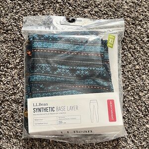 L.L. Bean Blue and Black Patterned Base Layer leggings Xs